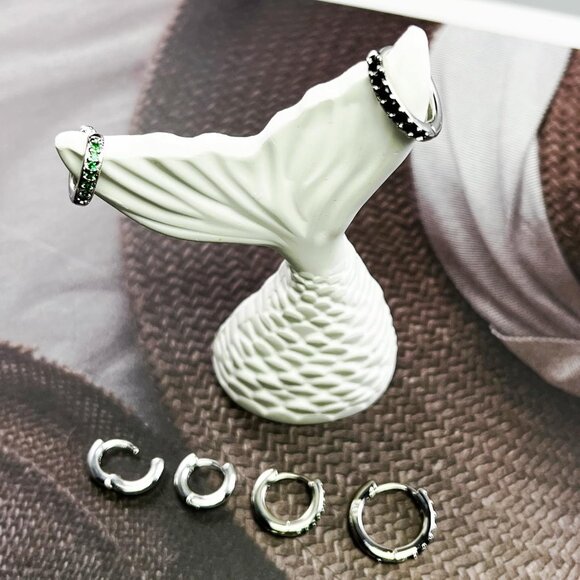 7 Pairs Surgical Steel Flat Back Stud and Huggie Hoop Earrings for Sensitive Ear - Picture 7 of 7